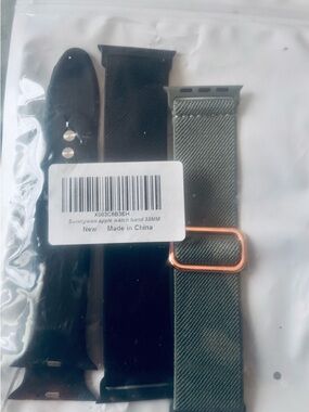 SET OF 3 Replacement 38/40/42mm Black and Olive Green Apple Watch Bands
